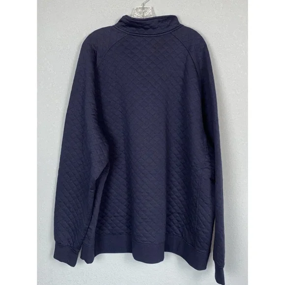 LL Bean Quilted‎ Sweatshirt Mens 3XL Navy Snap Pullover Mock Neck Logo Outdoors - Picture 4 of 15